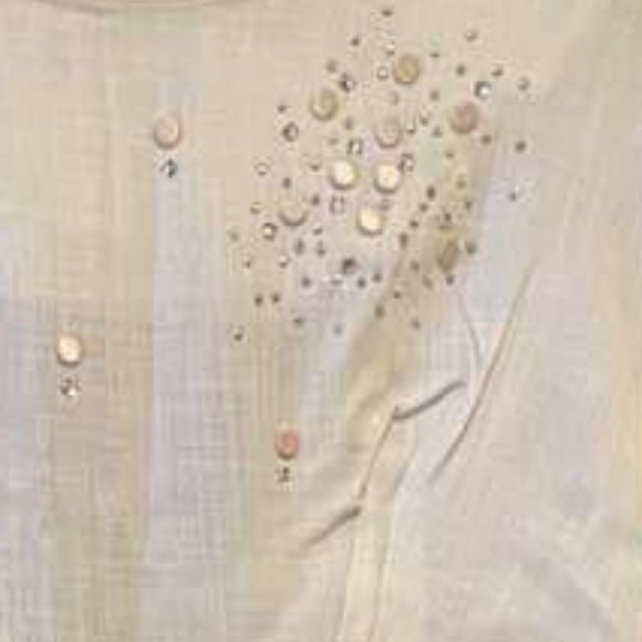 LAST CALL!! Vintage Cream w/Pink Linen Cocktail Dress, S - Picture 3 of 3